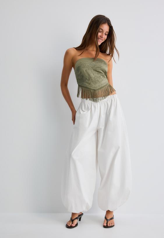 top bustier flecos bordado