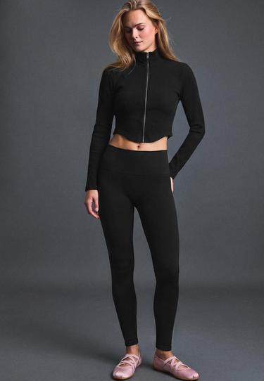 Fitted zip T-shirt — Black 1