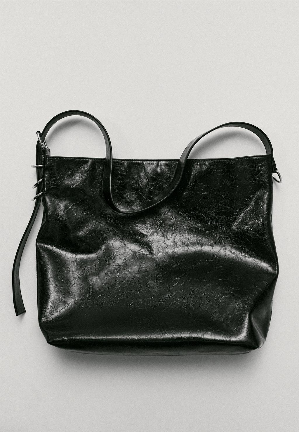 Faux leather bucket bag