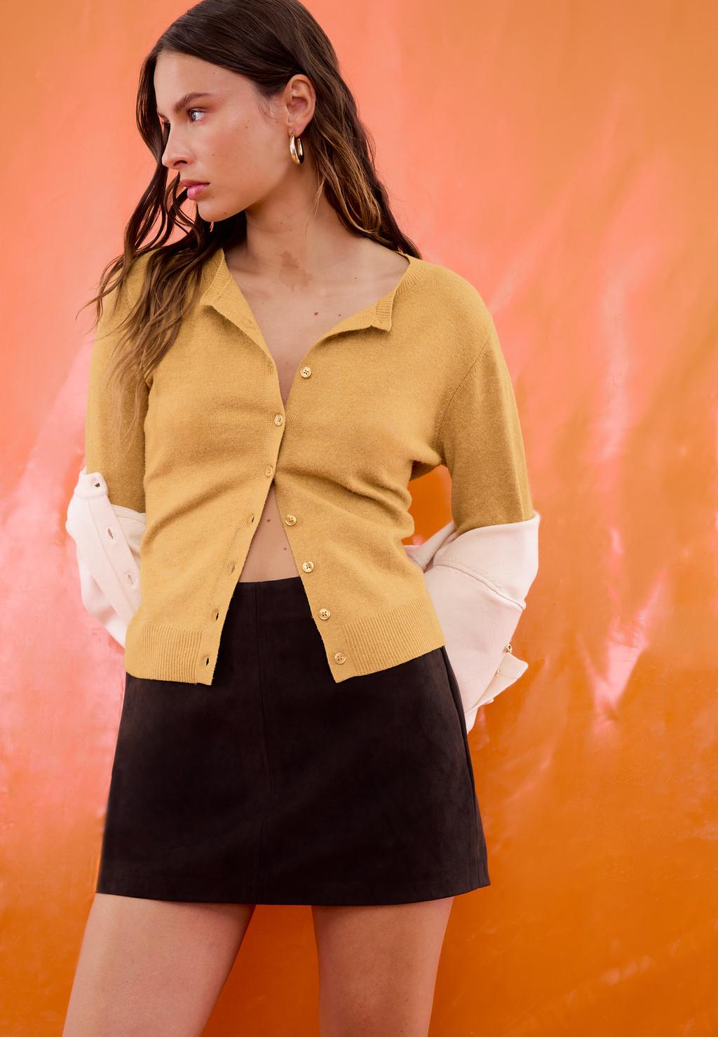 Faux suede mini skort