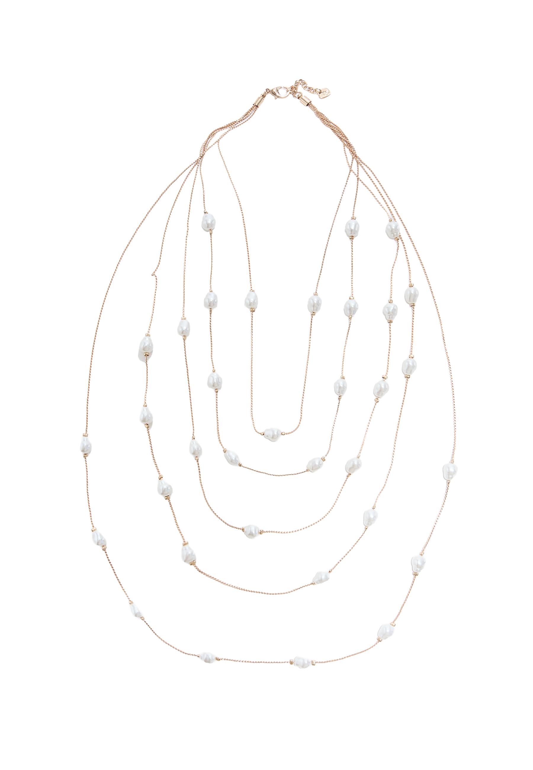 Multi-strand faux pearl necklace — Gold