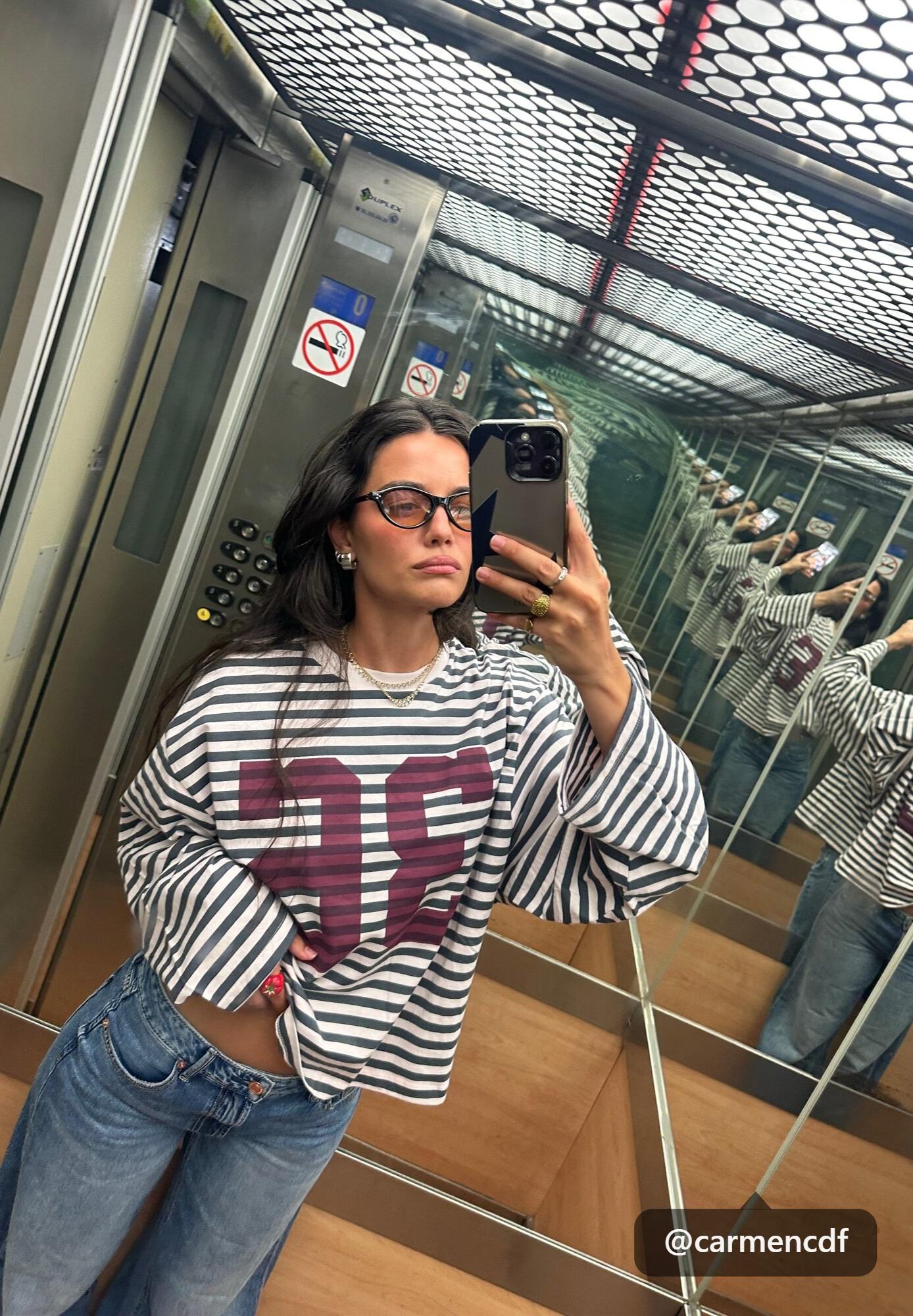 Stradivarius Çizgili baskılı uzun kollu t-shirt görsel 4