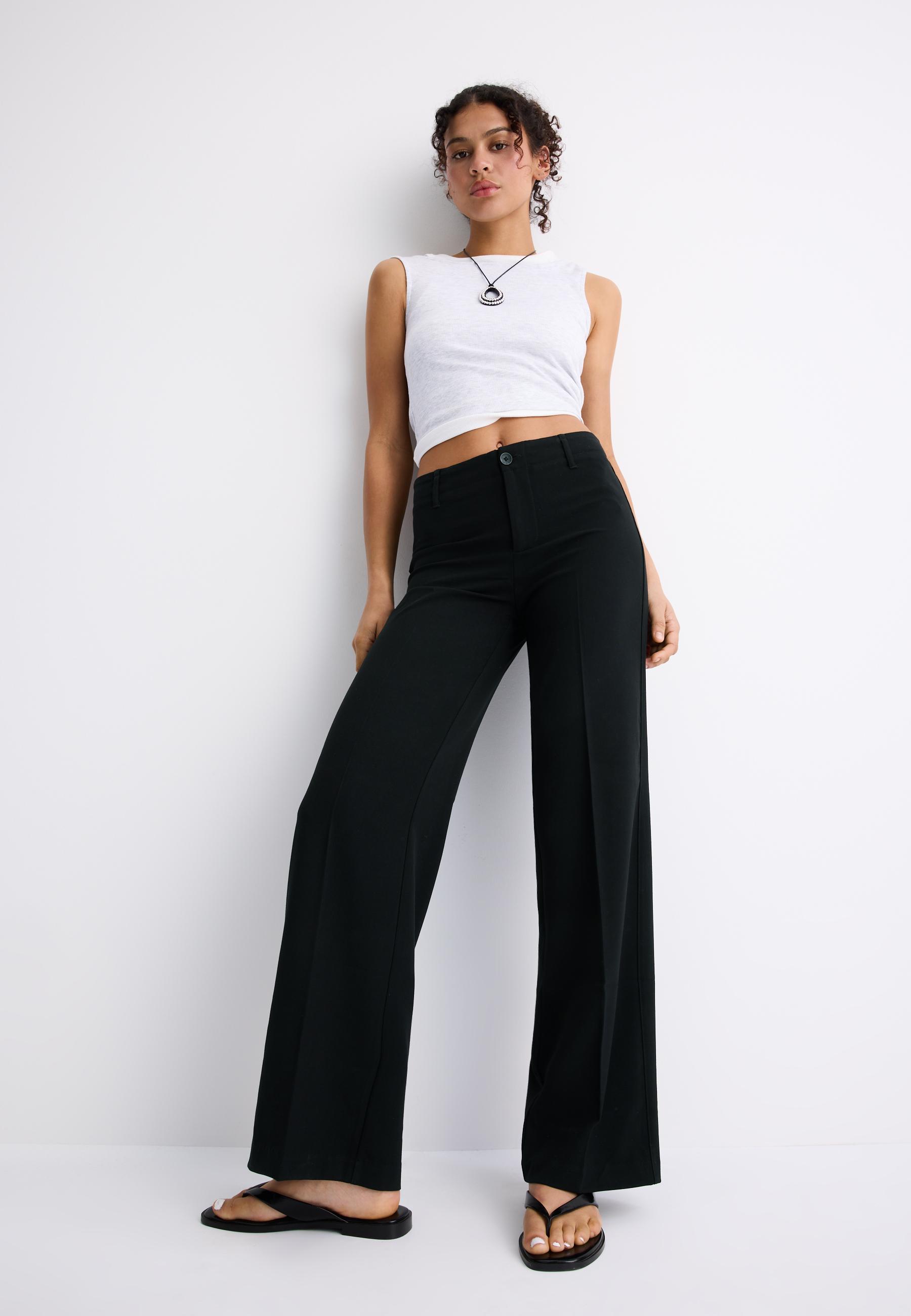 Slim Fit Straight Trousers - Women's fashion | Stradivarius Turkey
