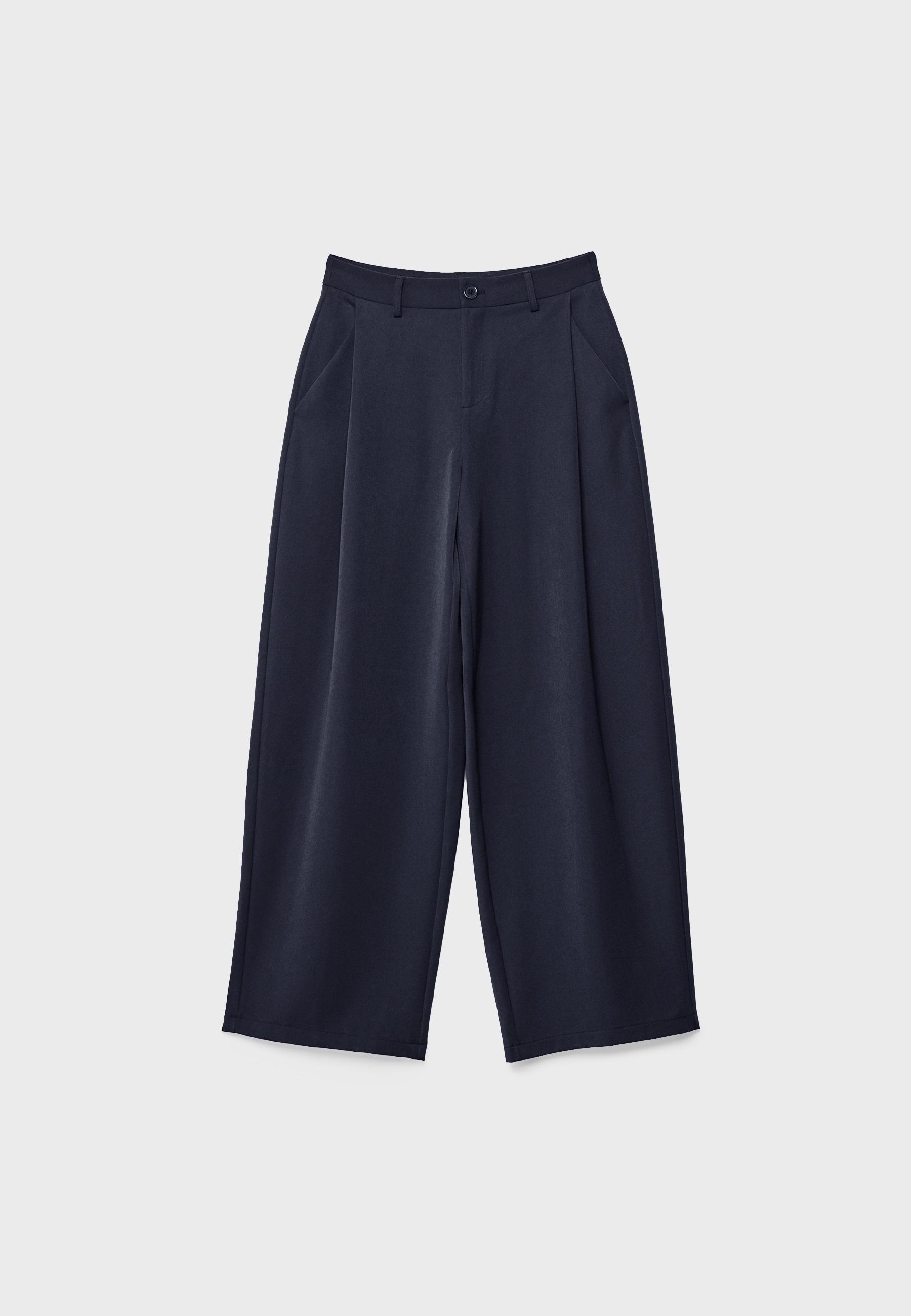 Barrel smart trousers with darts — Navy blue