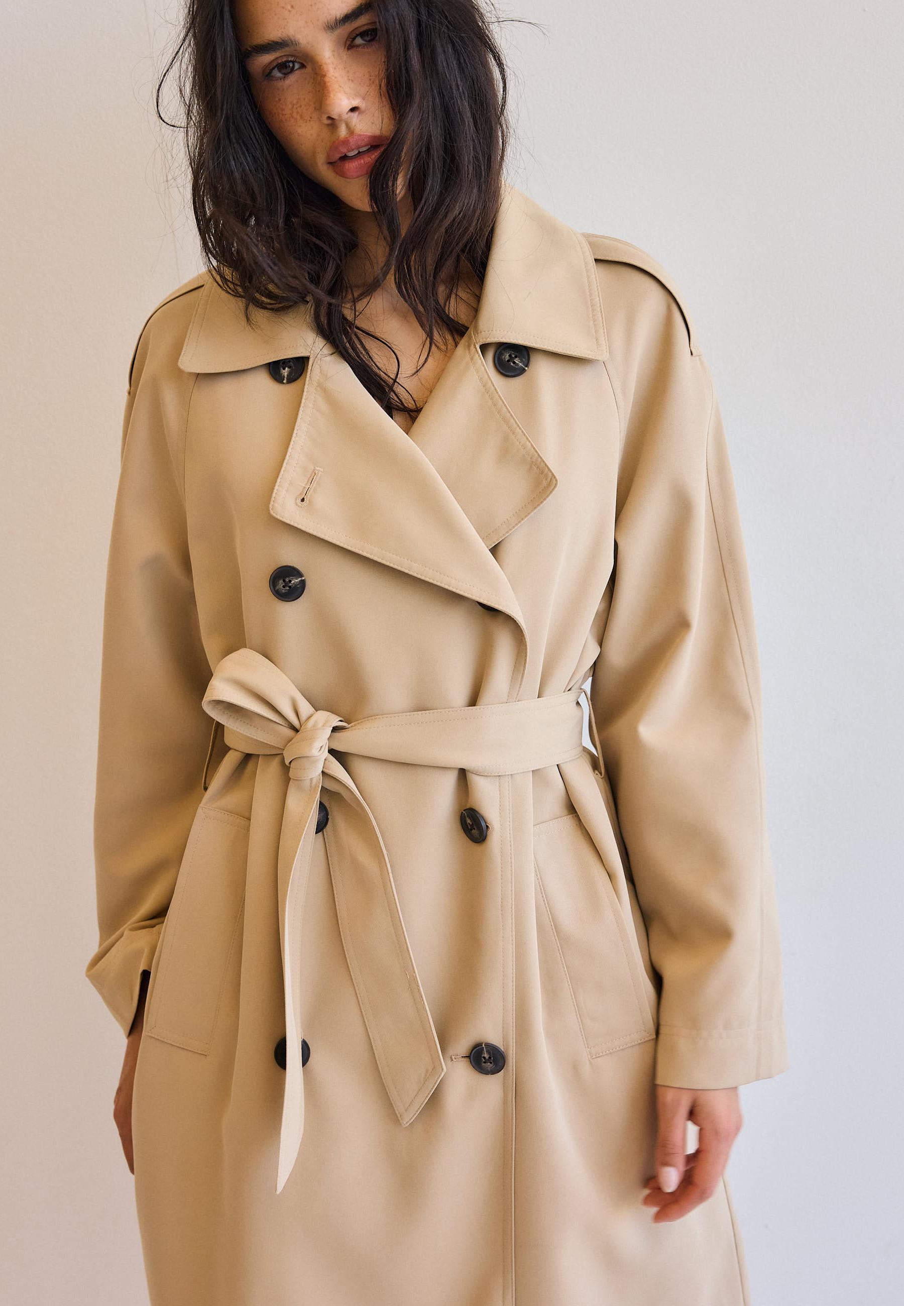 Long flowing trench coat — Stone