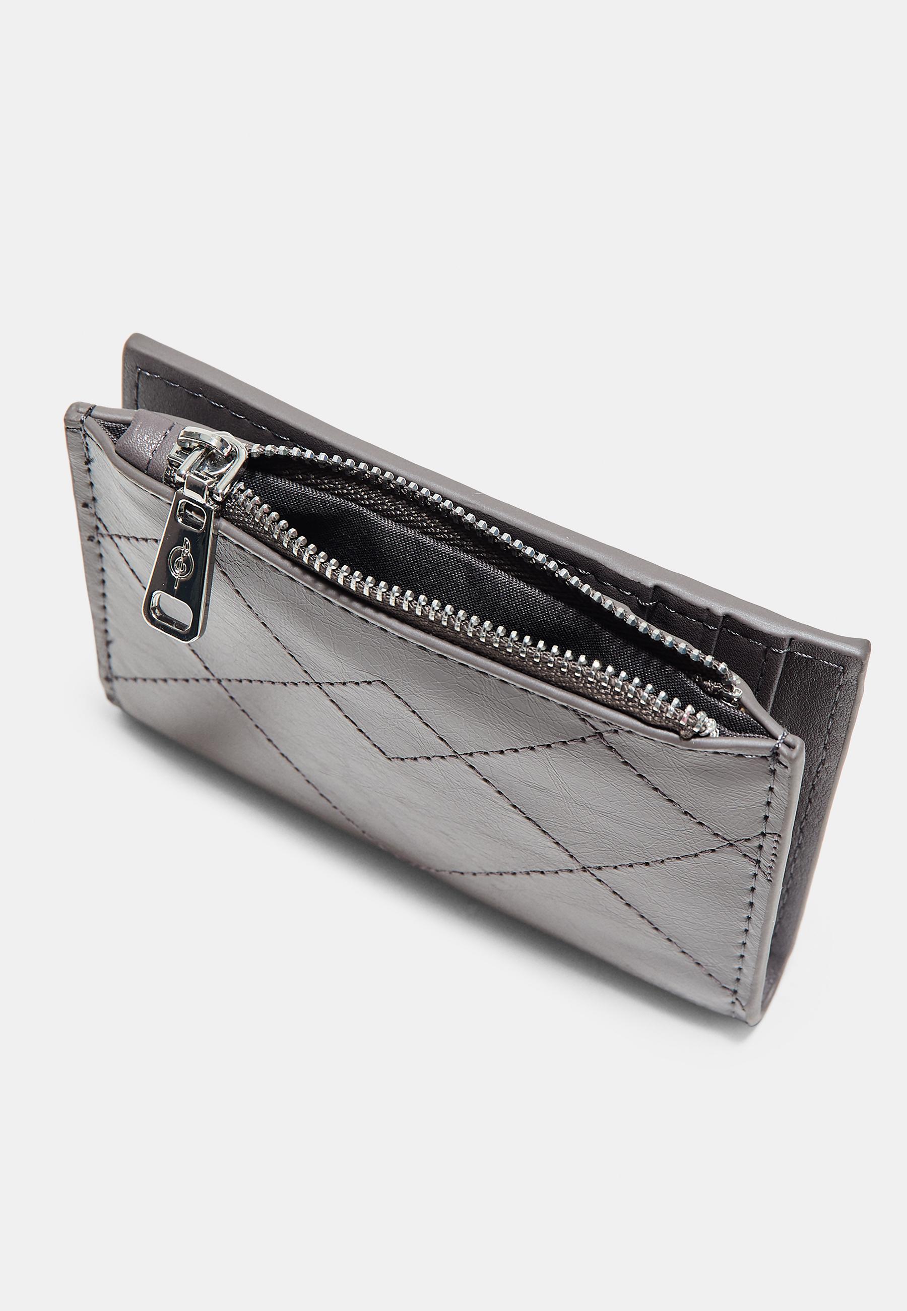 Stitched card holder purse — Dark grey