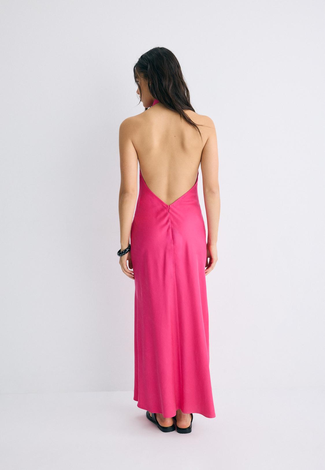 Backless halter midi dress - Women's fashion | Stradivarius United States