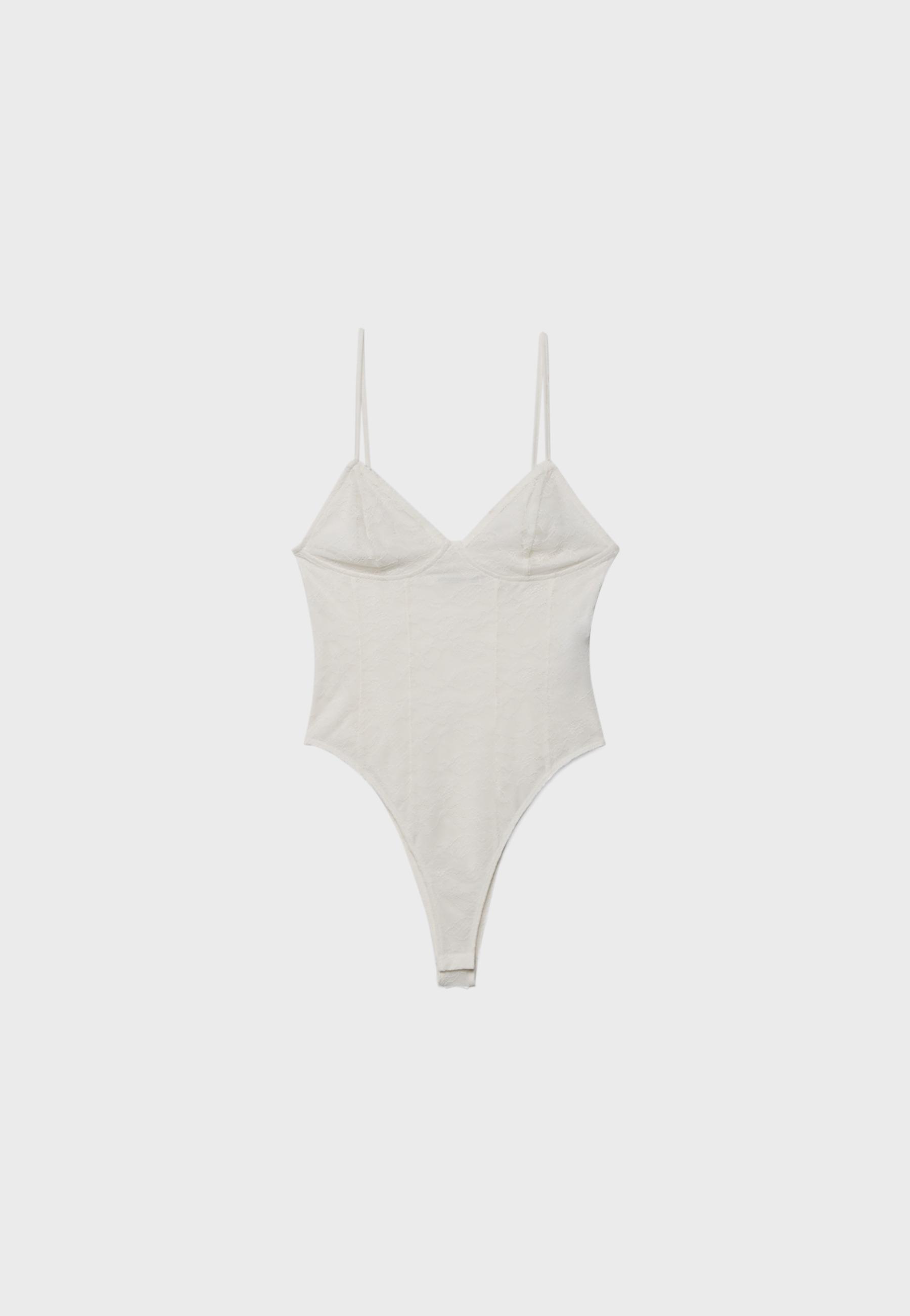Lace strap bodysuit — Vanilla