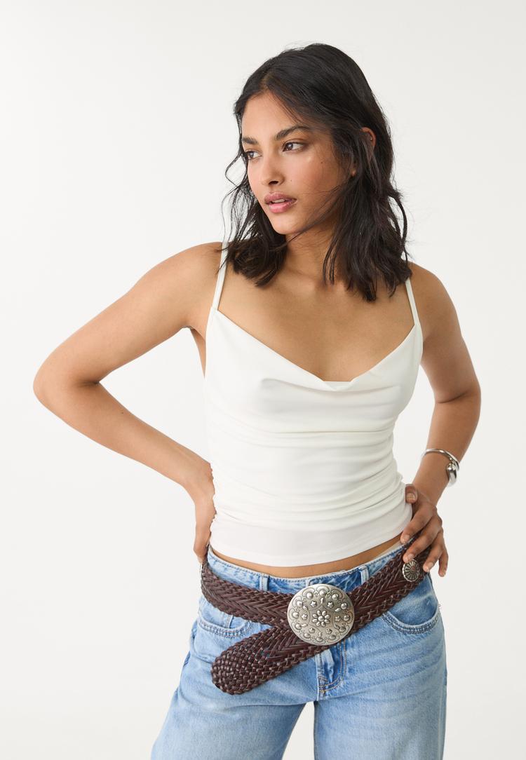 top a bretelle drappeggiato