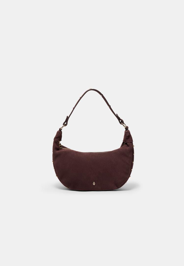 Stradivarius Τσάντα Ώμου Με Τρουκς 100% Δέρμα Καφέ Os