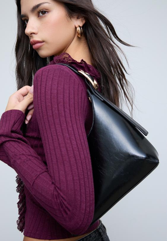 Stradivarius - Borsa a tracolla trapuntata nera Stradivarius - Borsa a tracolla trapuntata nera