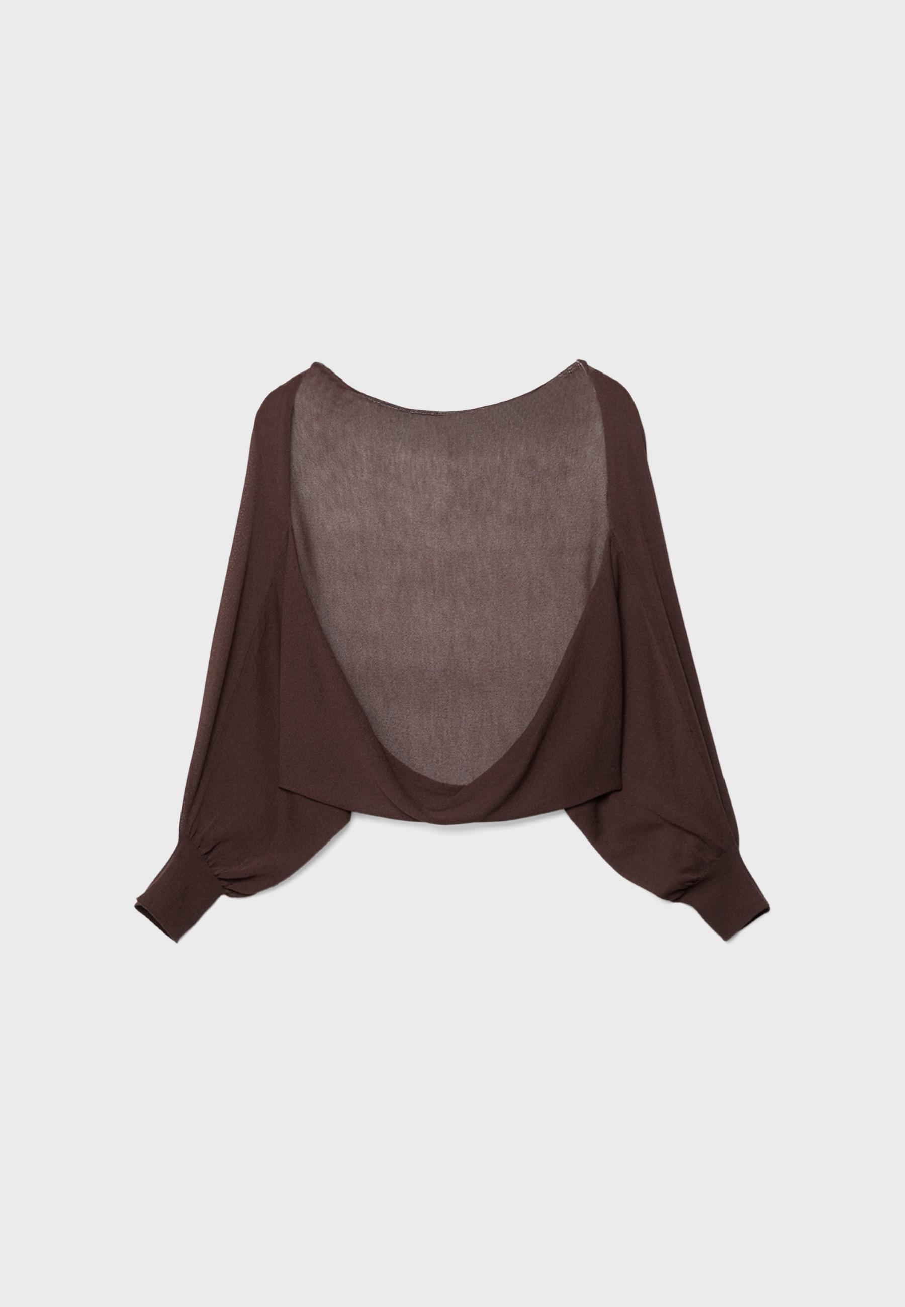 Open knit cardigan — Brown