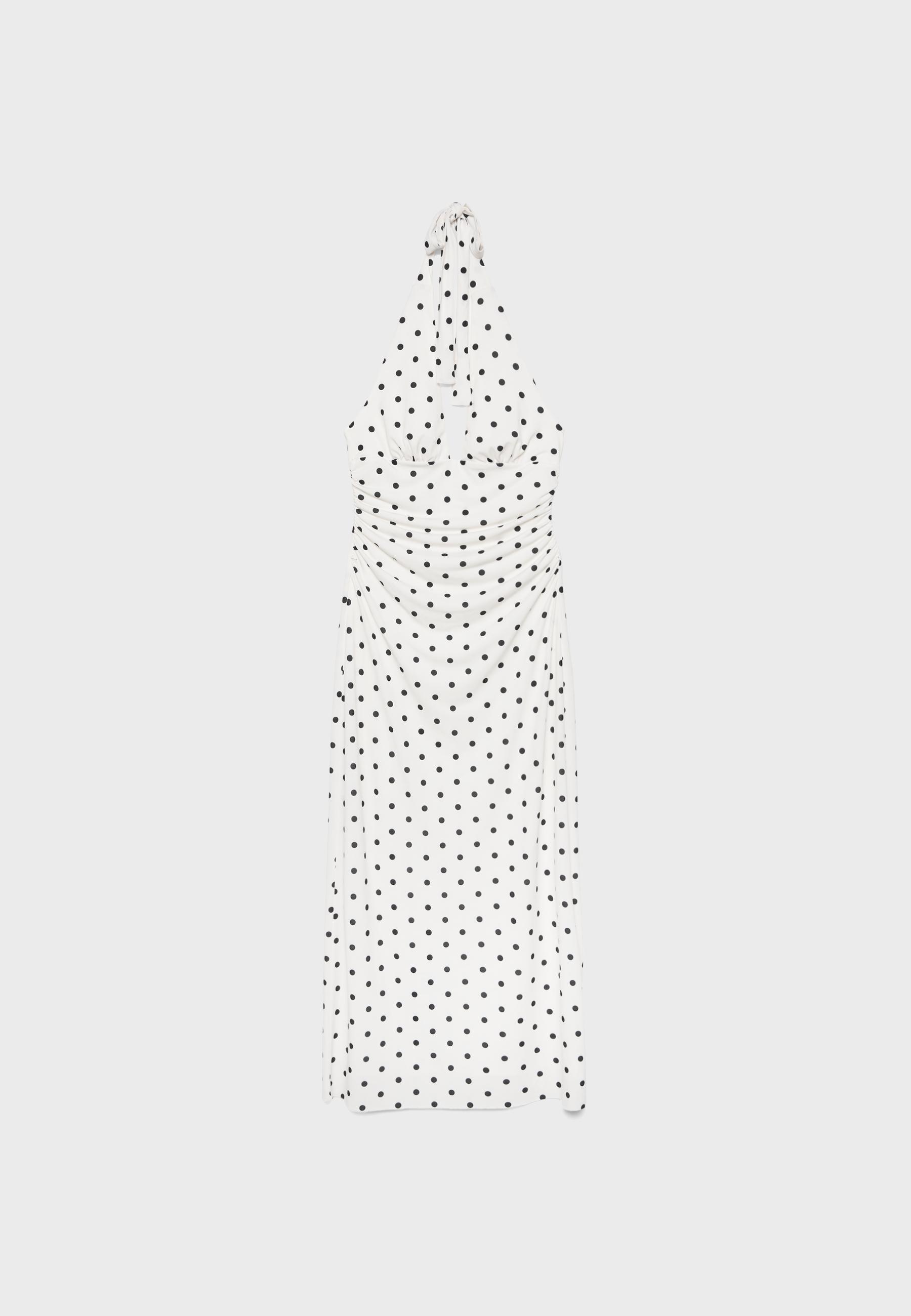 Halter neck backless midi dress — Ecru