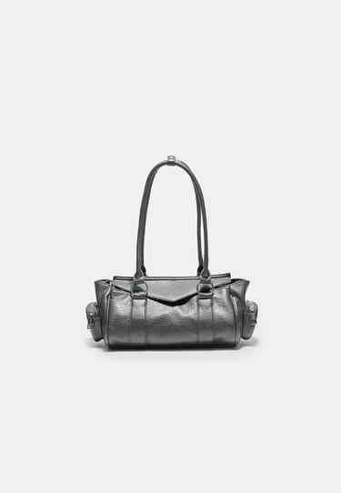 Elongated shoulder bag with pockets — Dark grey 1