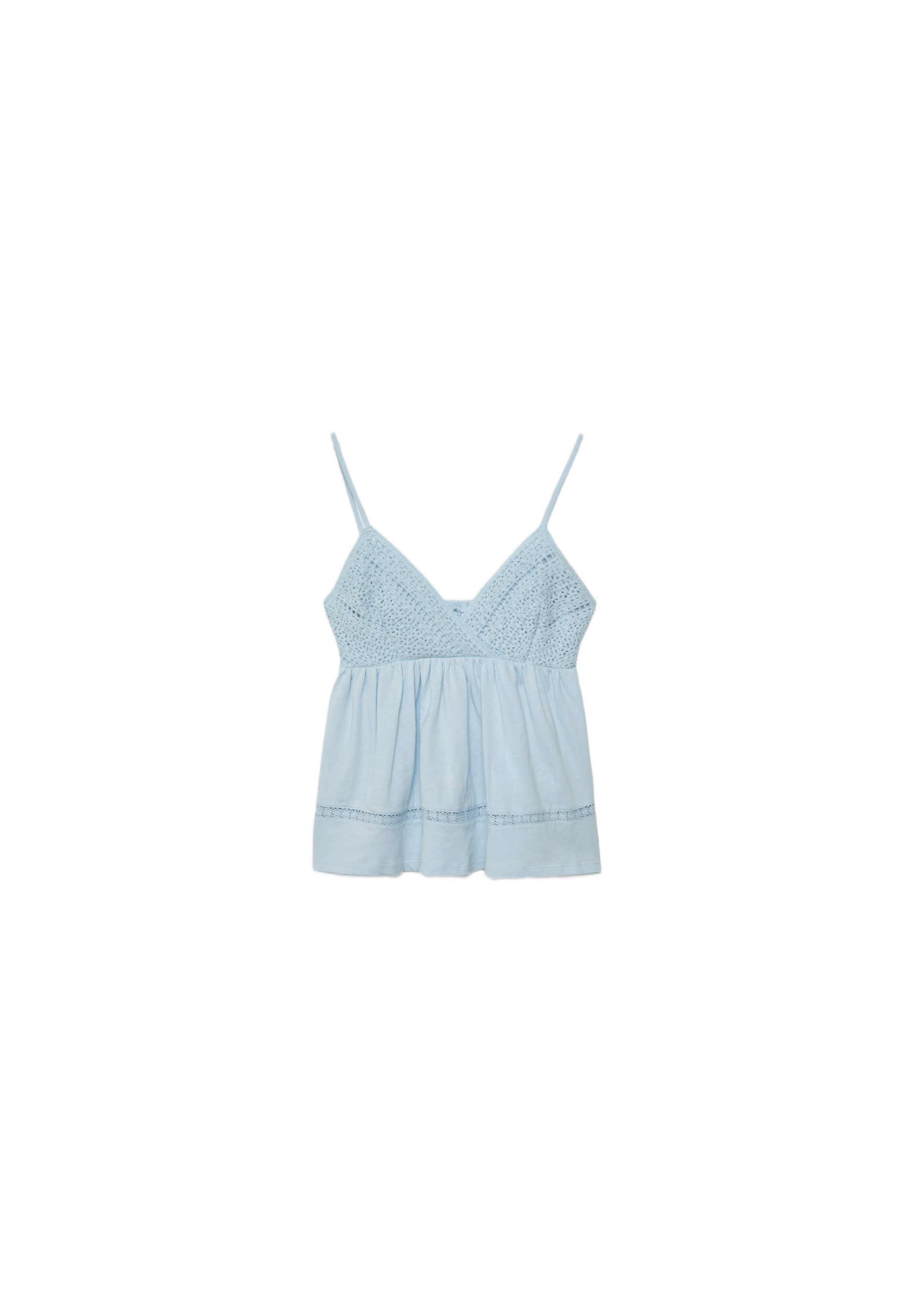 Crochet strappy top — Sky blue