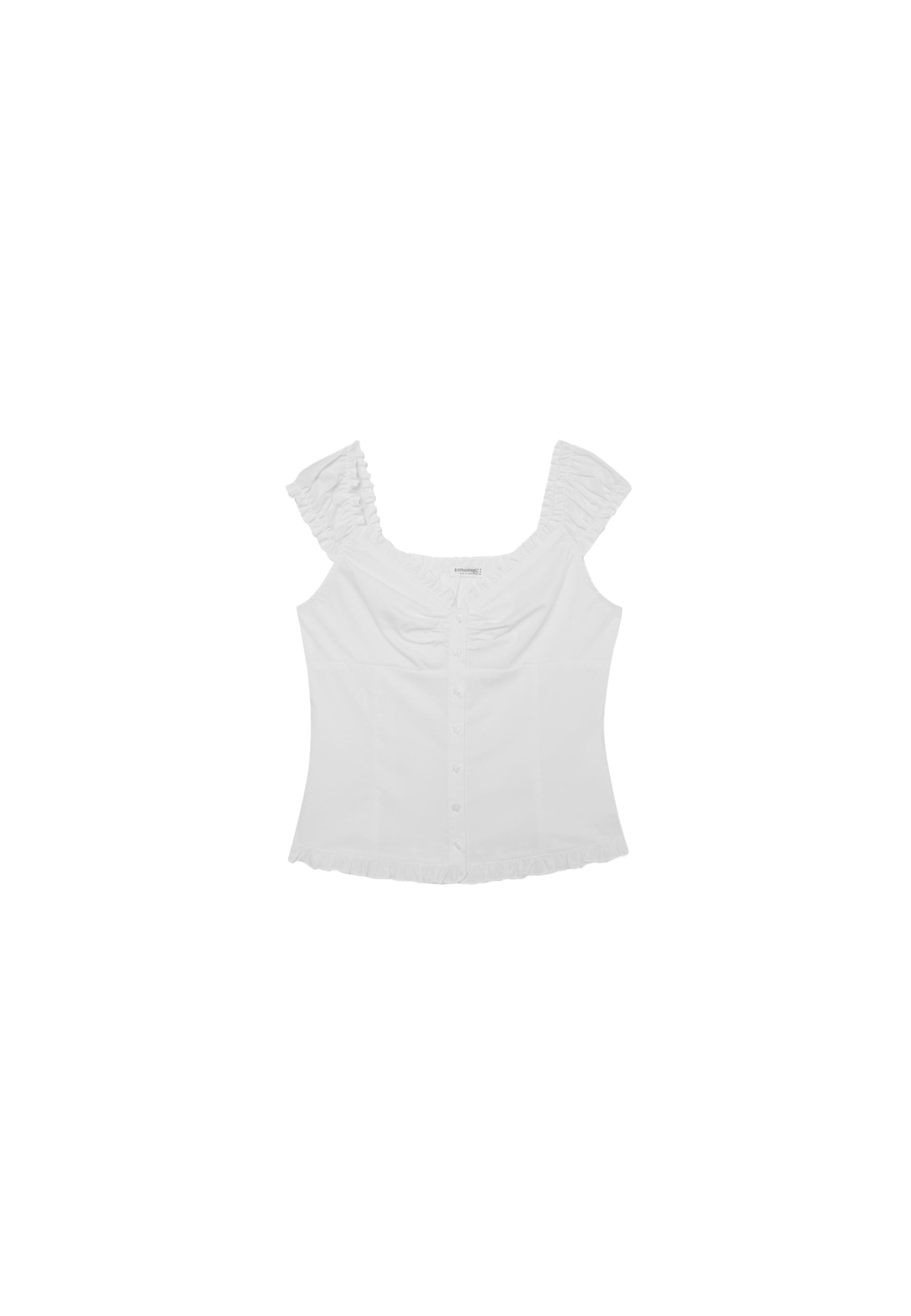 Sweetheart neck top with buttons — White