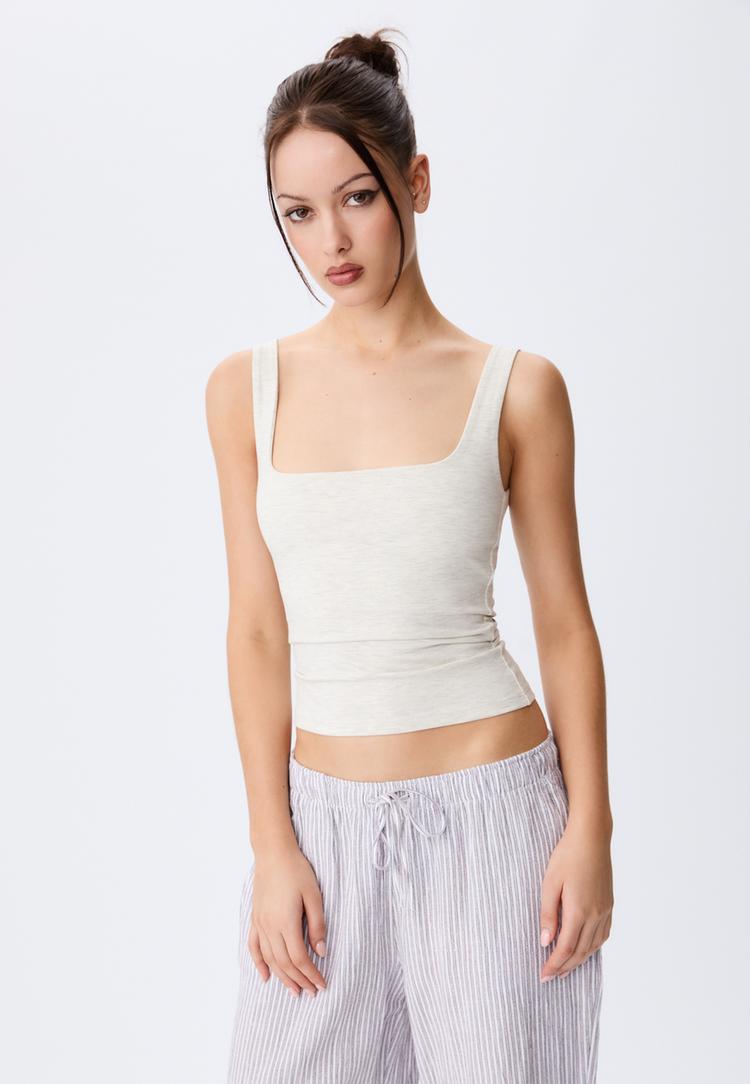 t shirt a bretelles col carre