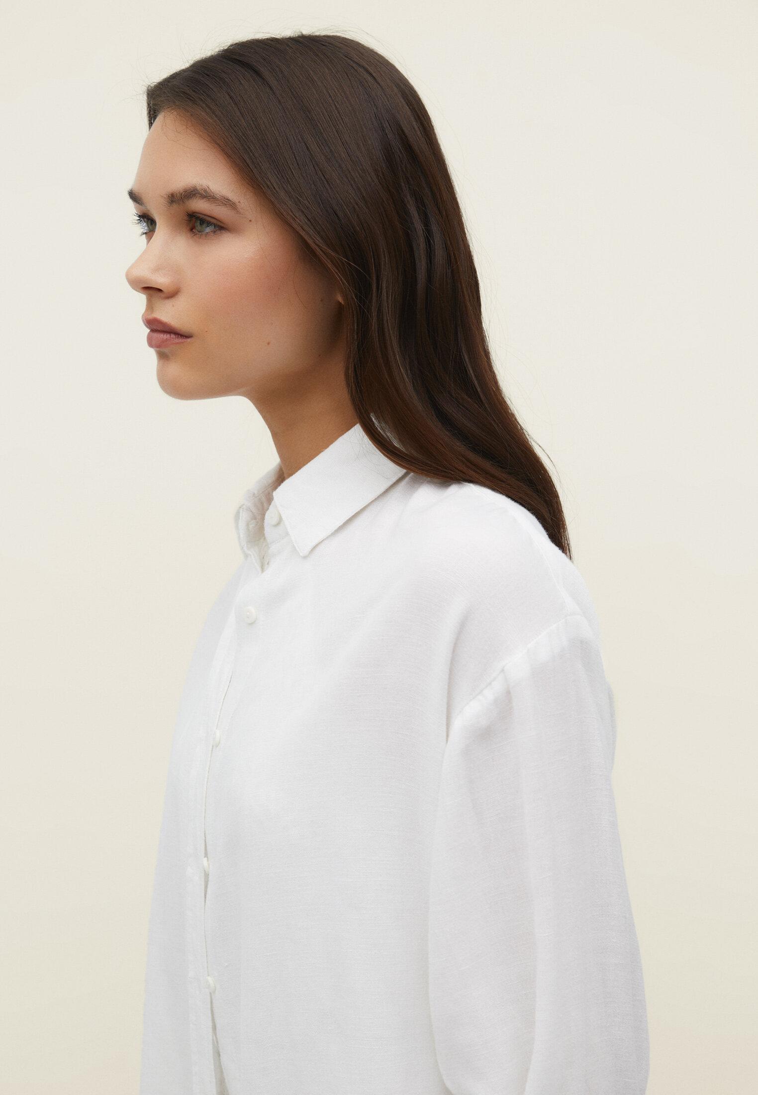 Linen-look flowing shirt — White