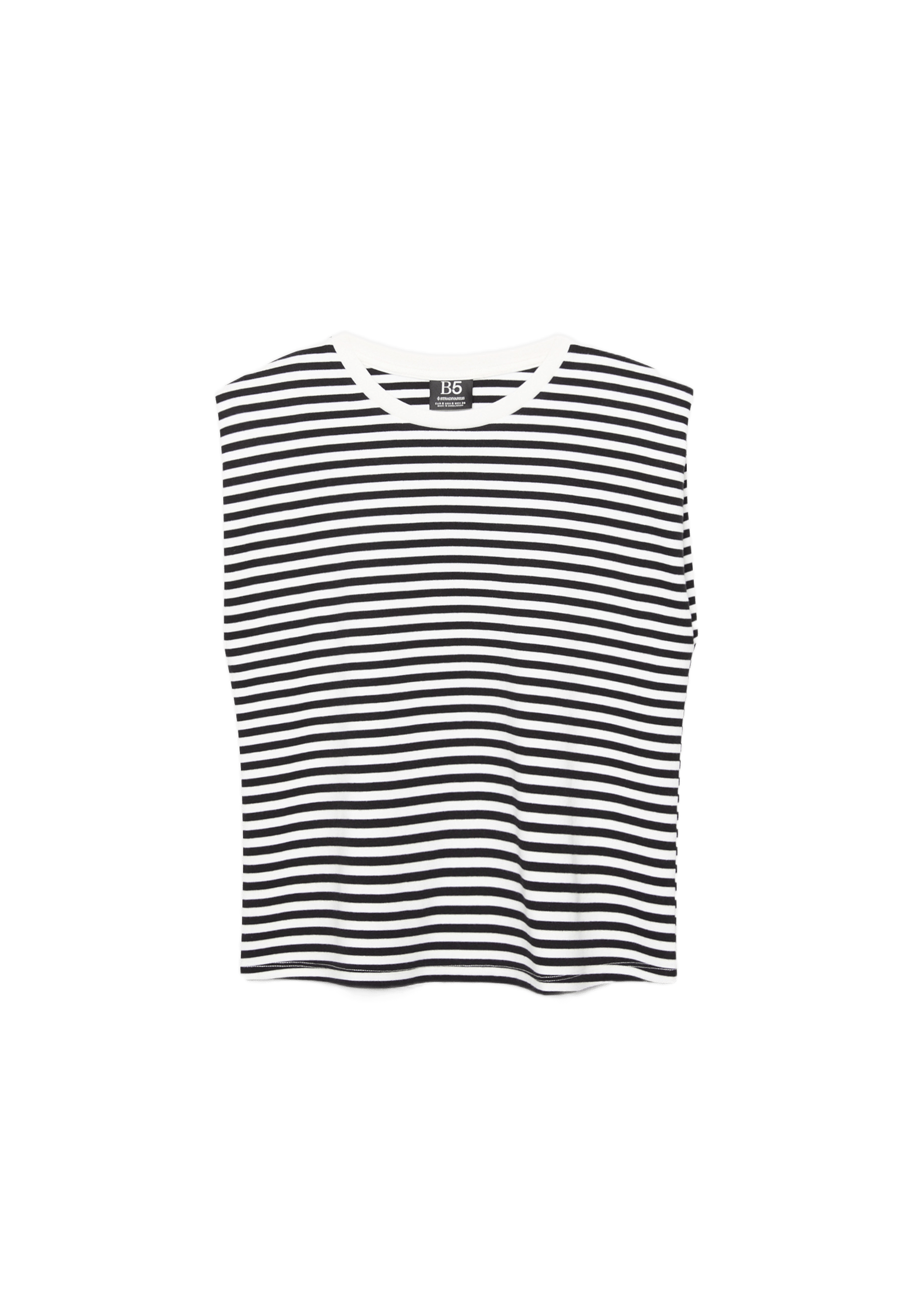B05 Striped basic shoulder pad T-shirt — Black