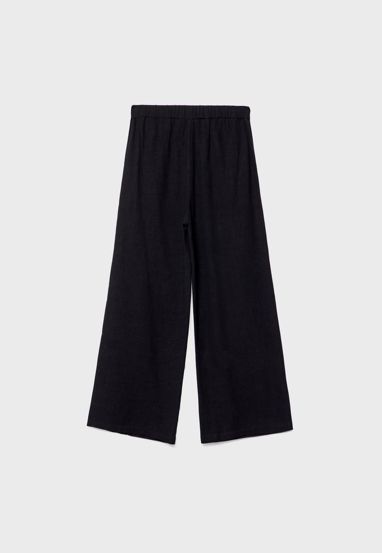 Keten karışımlı culotte pantolon_0