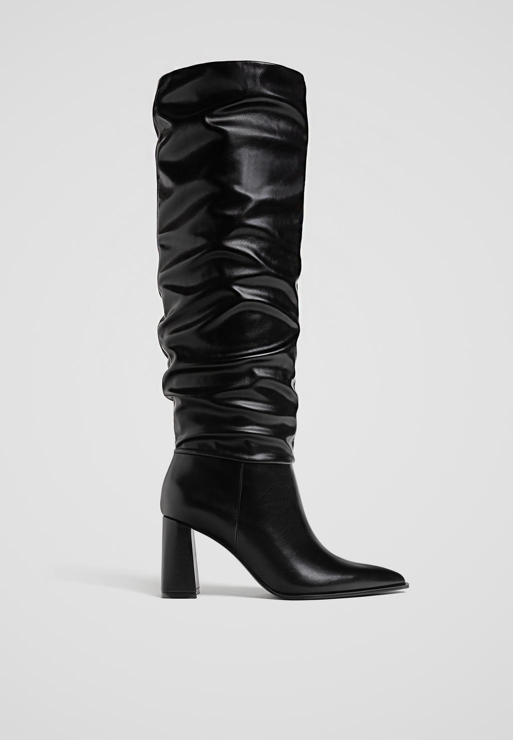 High-heel slouchy knee-high boots