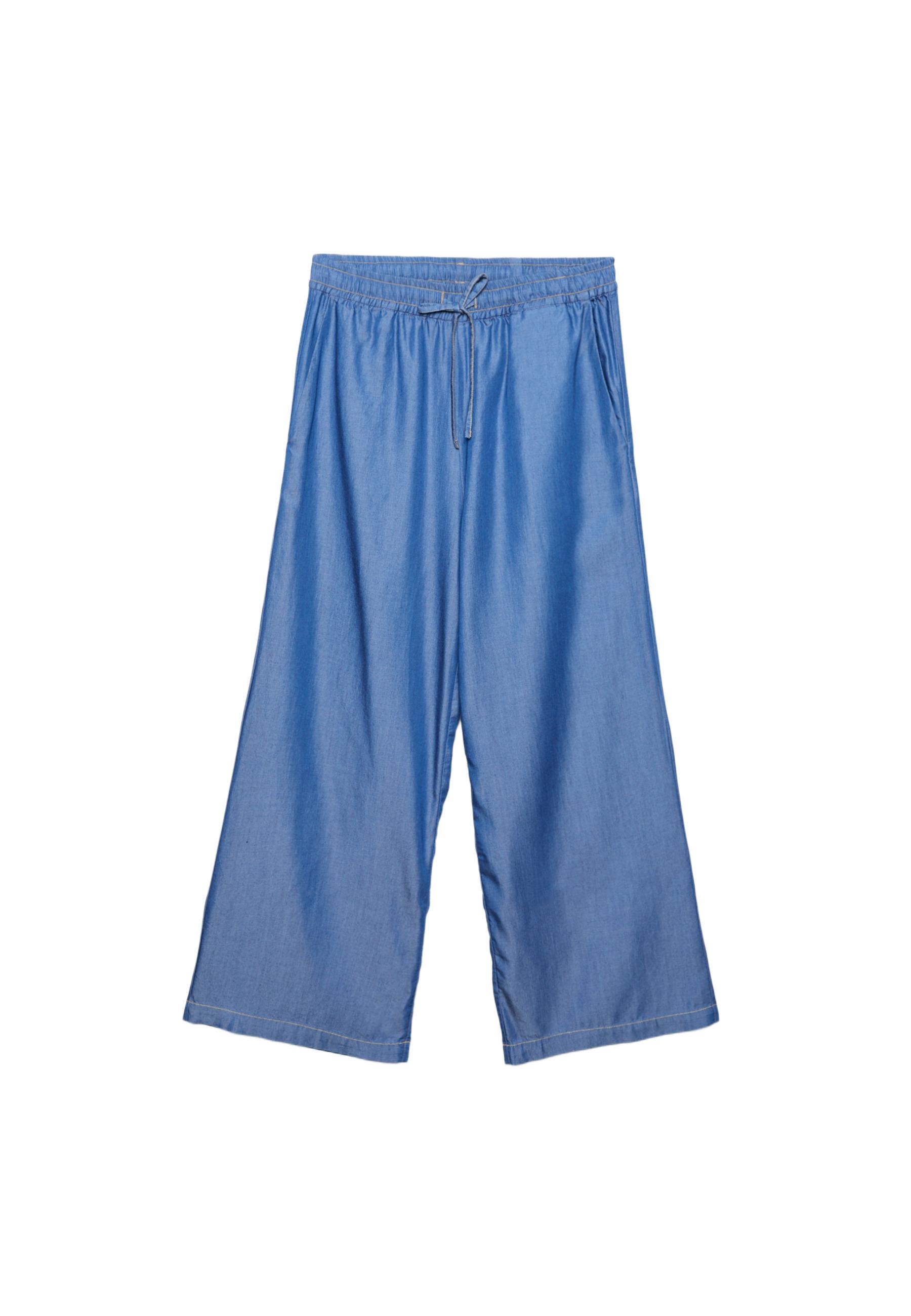 Flowing denim culottes — MEDIUM BLUE DENIM