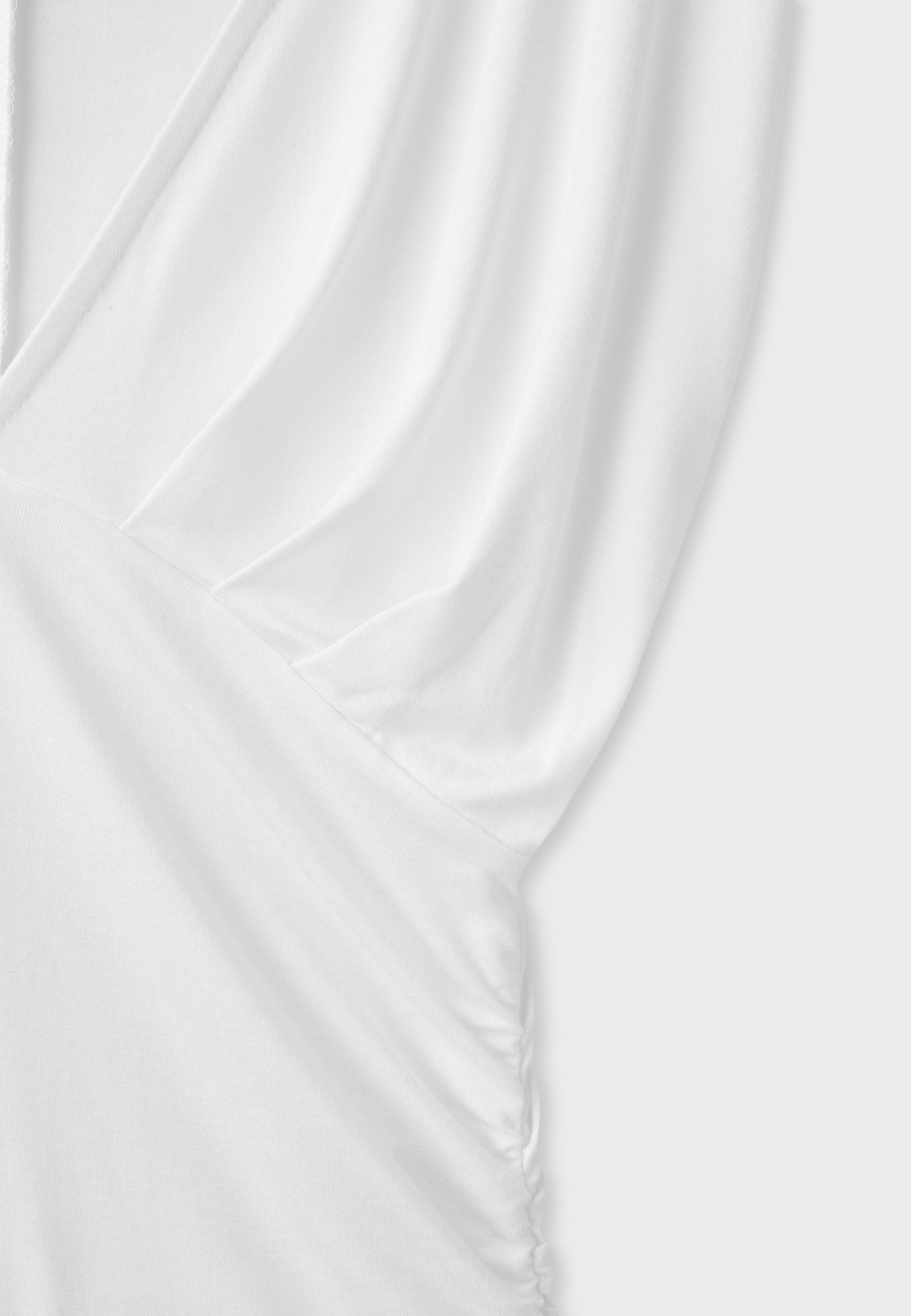 Long sleeve V-neck T-shirt — Ecru