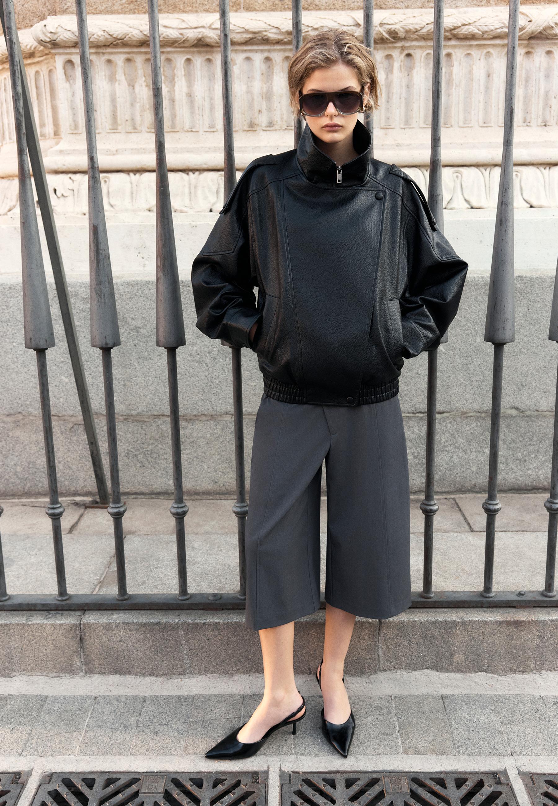 Stradivarius Oversize Bikerjacka Med Skinneffekt dam