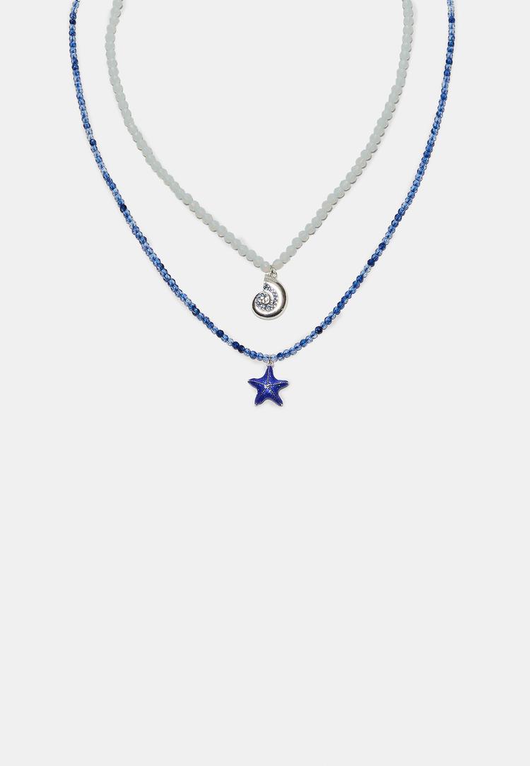 Stradivarius Σετ Κολιέ Με Χάντρες Θαλάσσης Γκρι Os