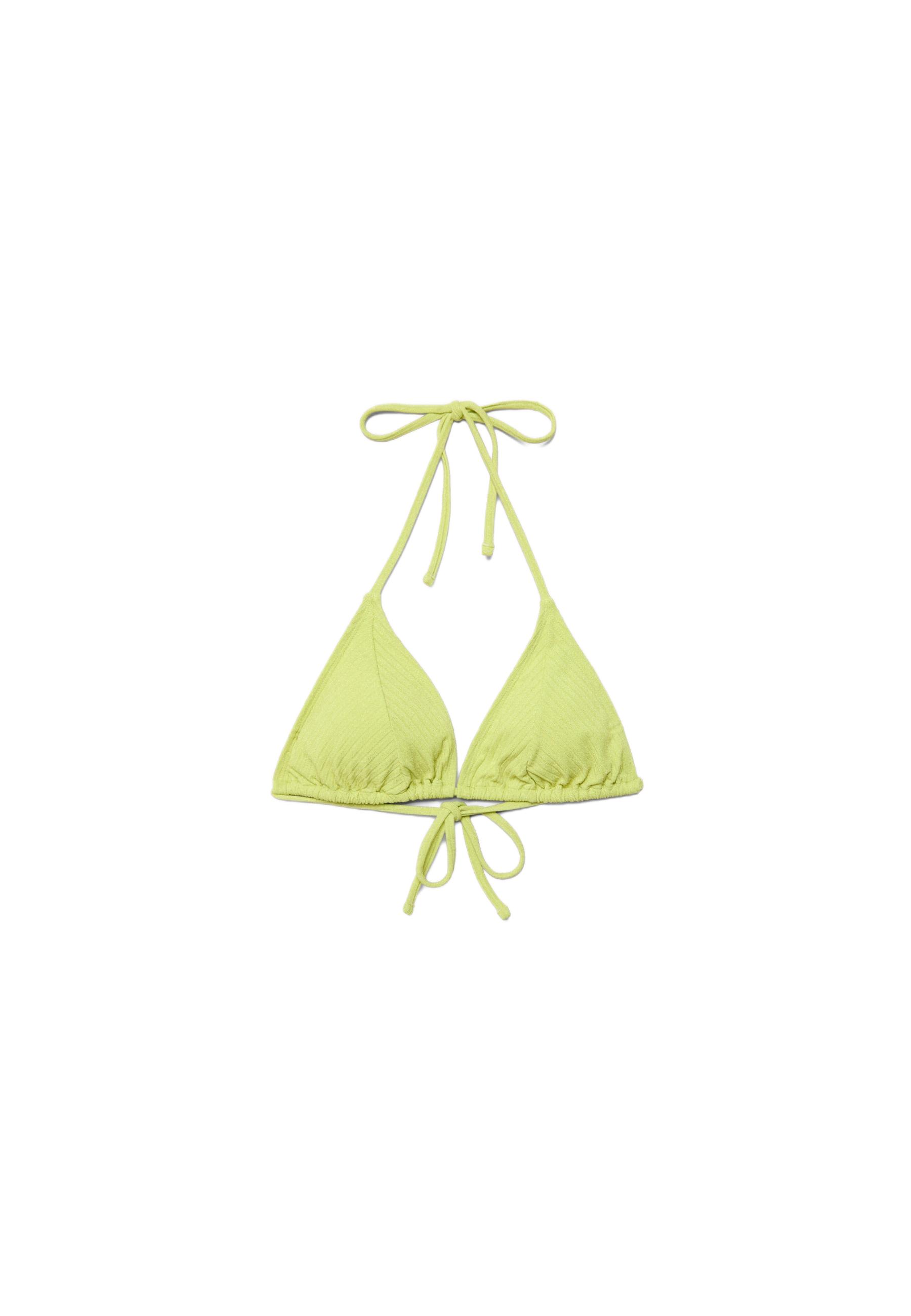 Shimmer ribbed triangle bikini top — Aquamarine