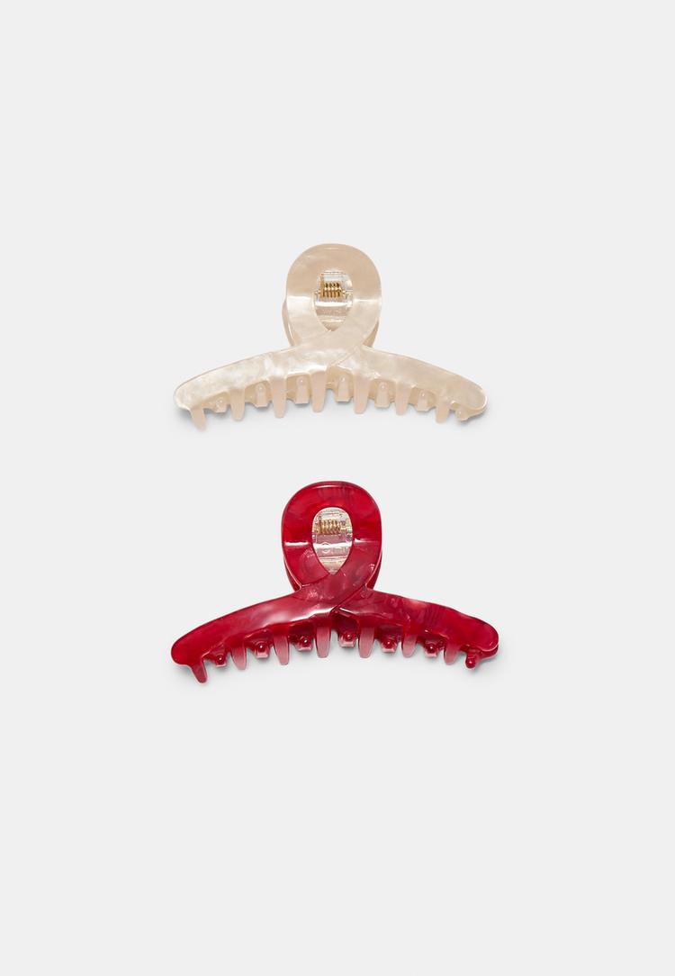 Stradivarius Σετ 2 Μικρά Κοκαλάκια Μαλλιών Κόκκινο Os