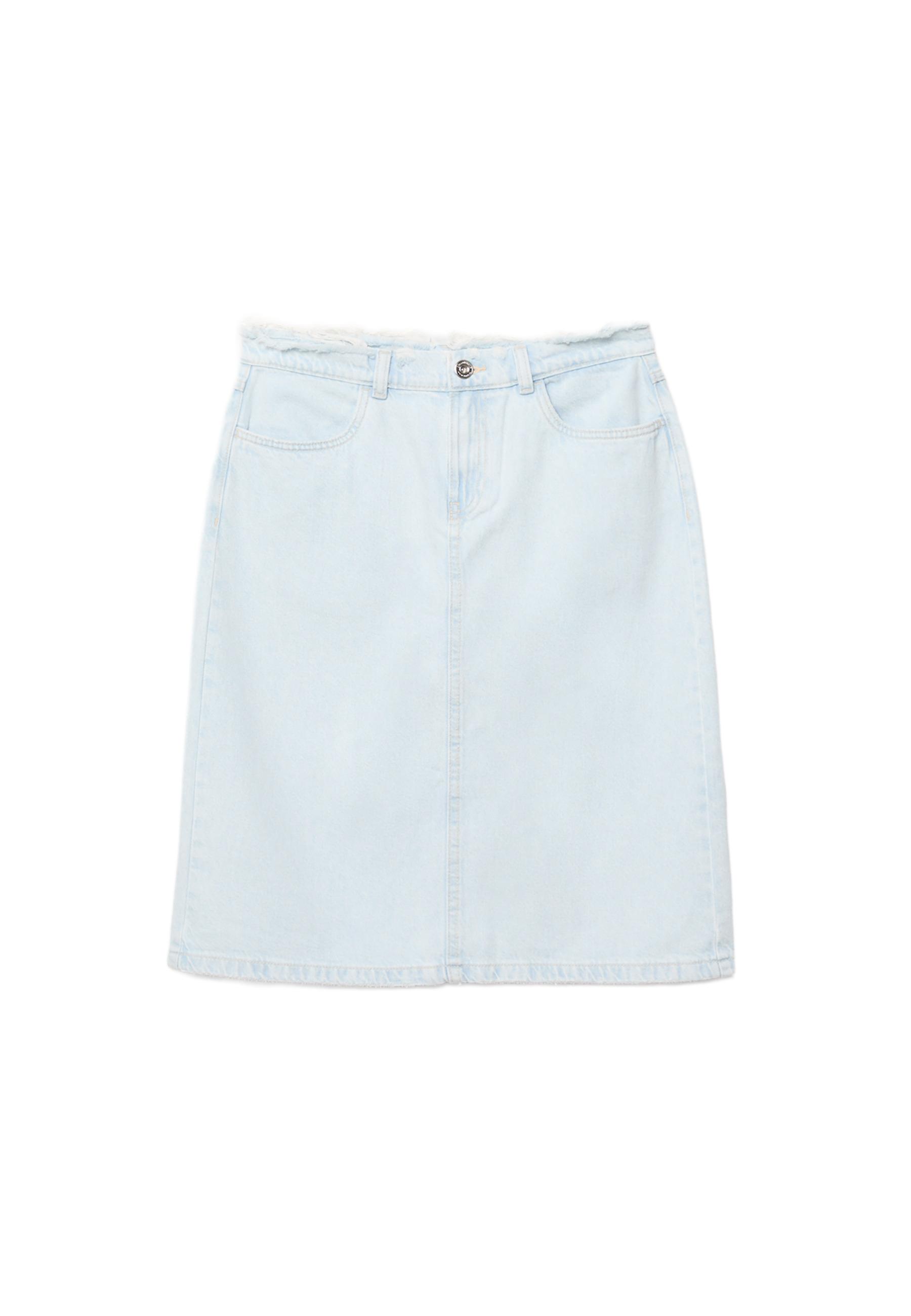 Reworked denim midi skirt — MEDIUM LIGHT BLUE DENIM