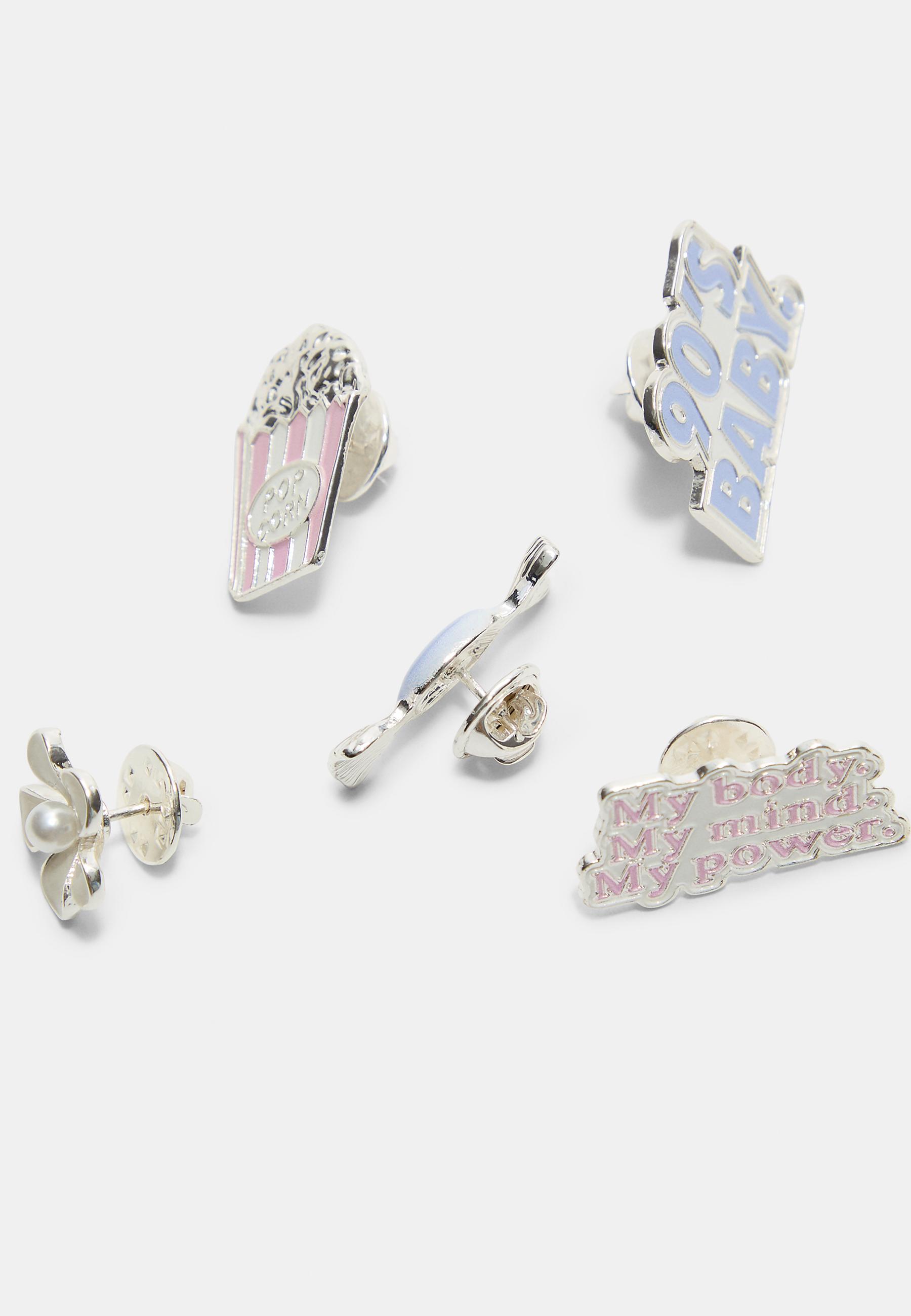 5 kontrastingų 90-ųjų ženklelių rinkinys - null moterims