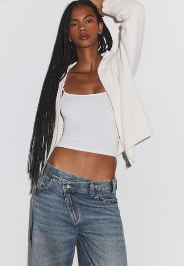 Hooded zip knit cardigan — Ecru 6