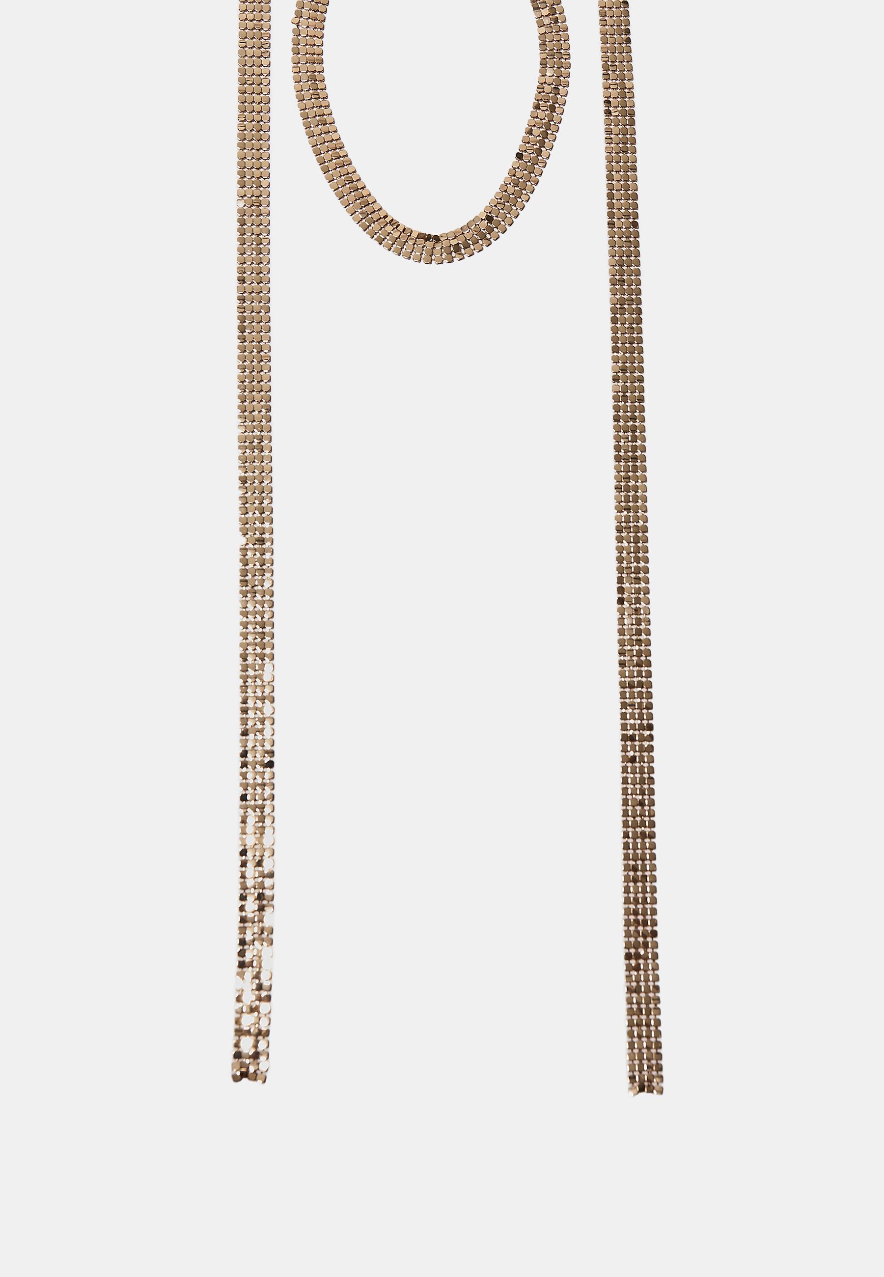 Stradivarius Μακρύ Κολιέ Lariat Με Πλέγμα Χρυσαφί Os