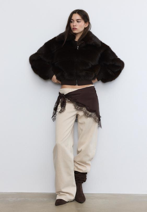 Stradivarius Lace Pareo Brown Os