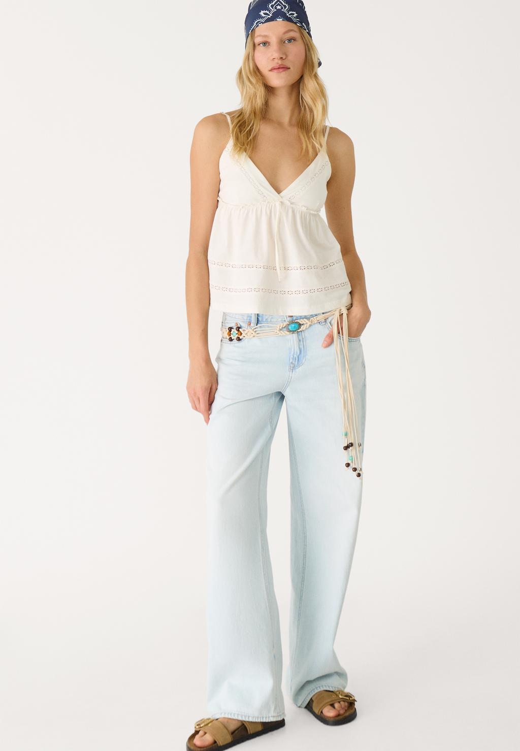 D91 Jeansy low wide leg
