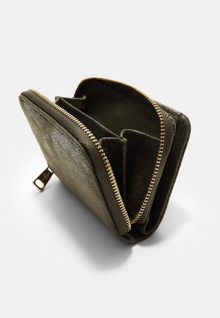 monedero tarjetero cremallera efecto ante