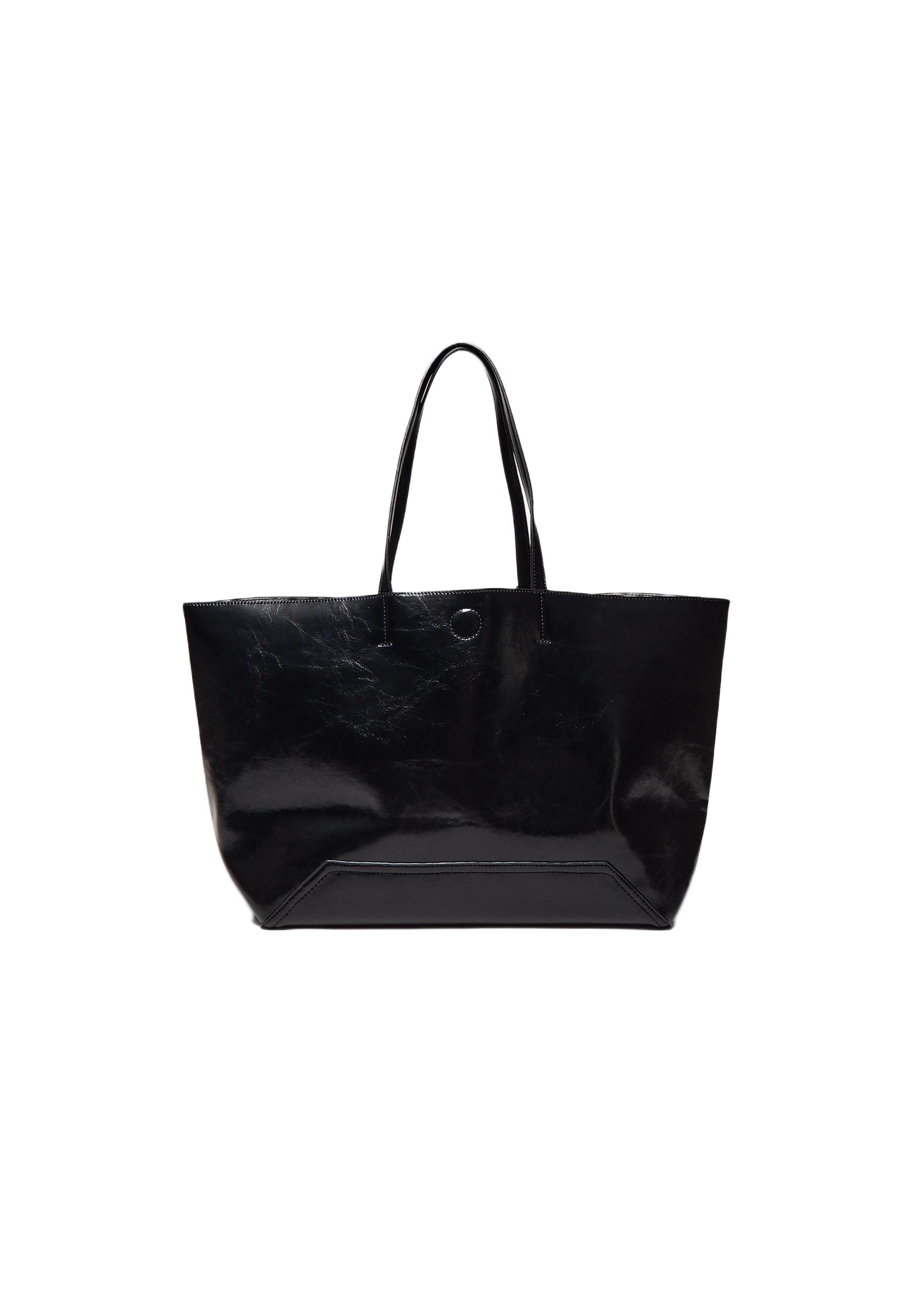 Reversible zebra print shopper bag — Black
