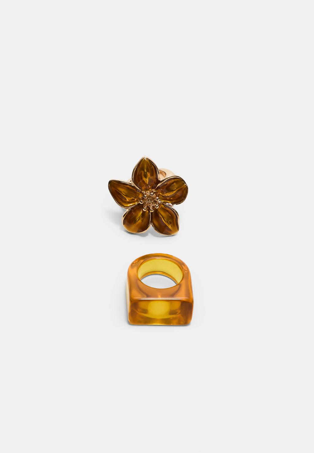 Set di 2 anelli combinati con fiori