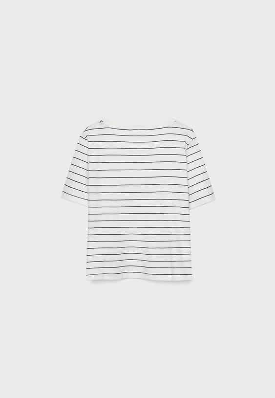 Basic regular fit çizgili kalın t-shirt