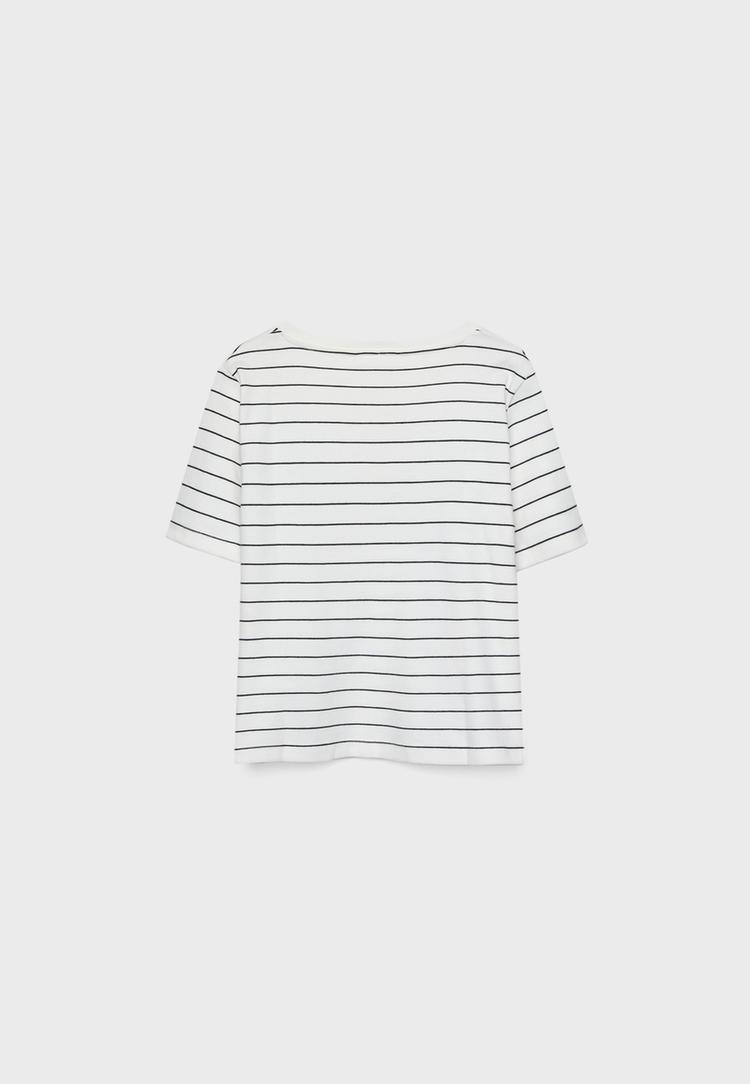 Basic regular fit çizgili kalın t-shirt_0
