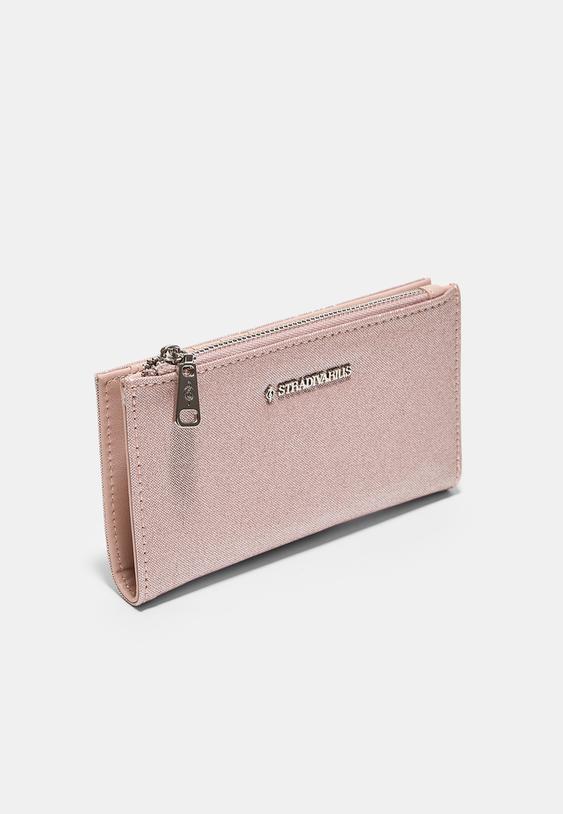 Stradivarius Long Shimmery Card Holder Purse Pastel Pink Os