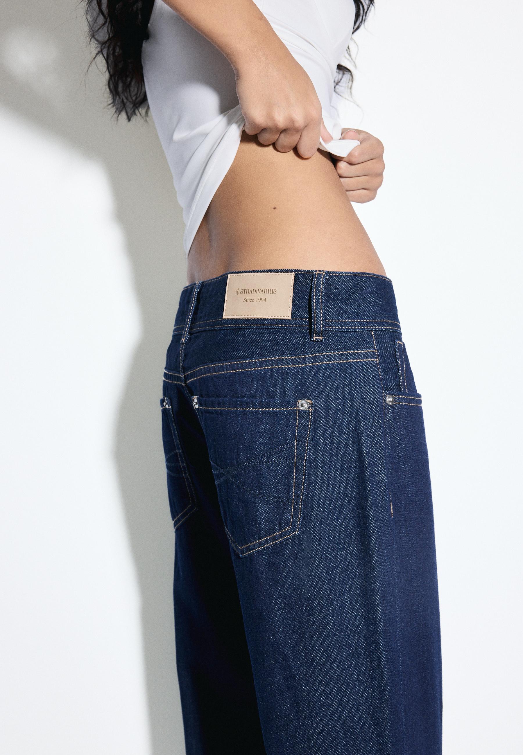 Low-waist double-button jeans — RINSE BLUE DENIM