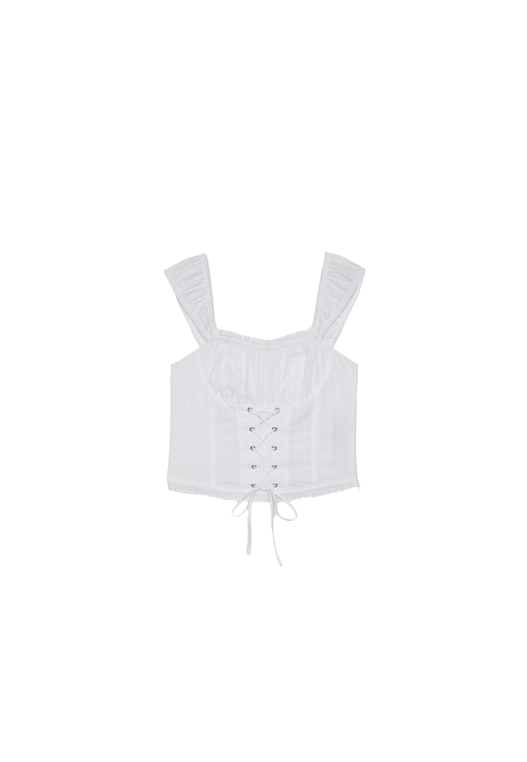 Lace-up corset top — White