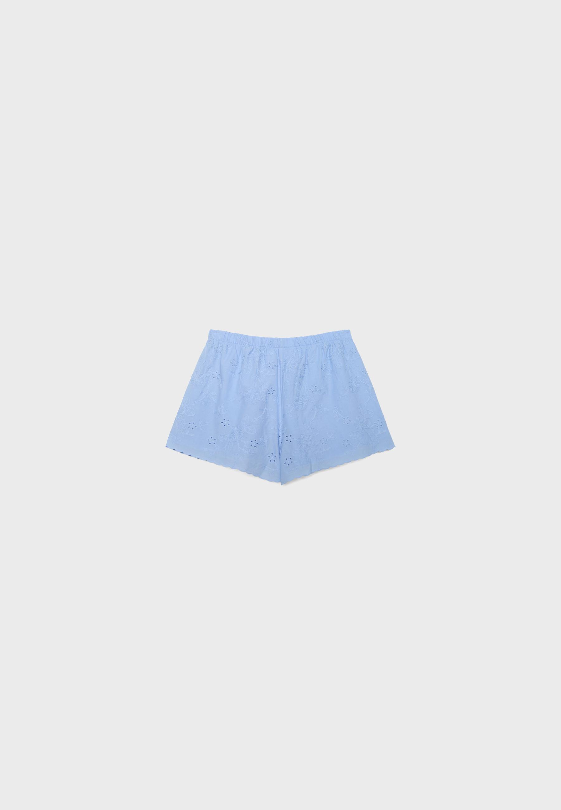 Embroidered shorts — Blue