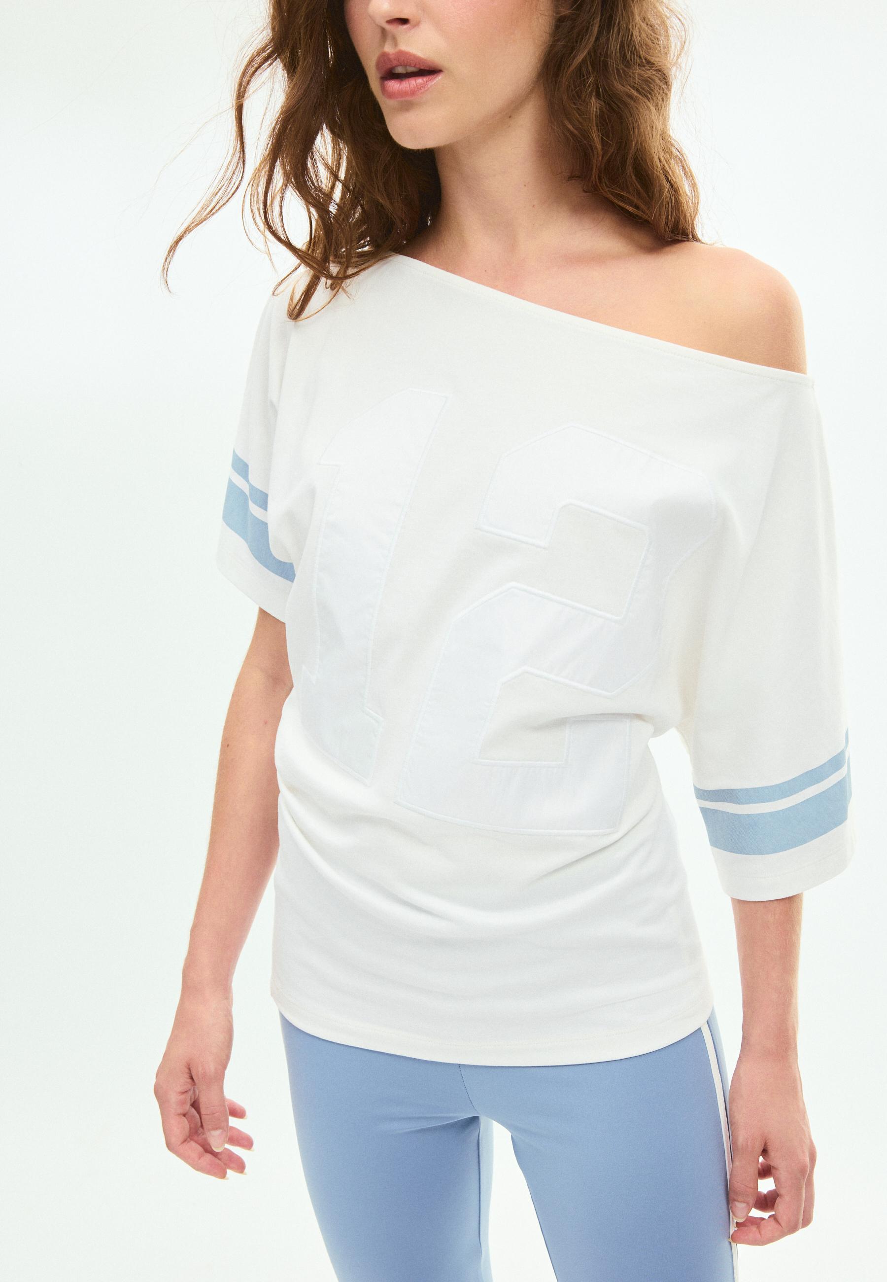 Asymmetric embroidered T-shirt — Ecru