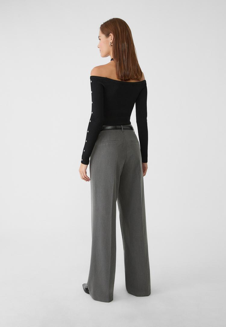 pantalon fluido recto vestir cinturon