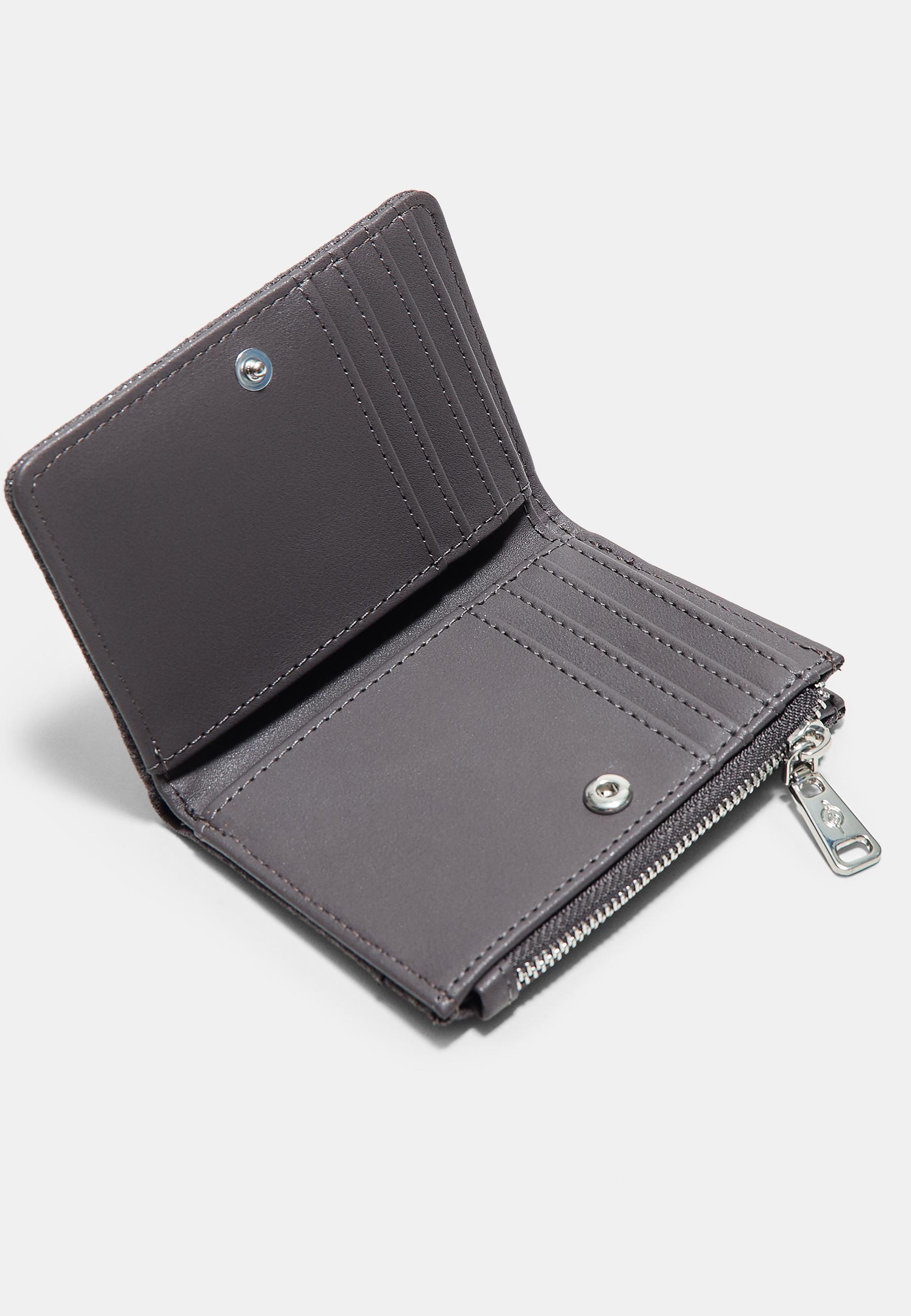 Snakeskin print card holder purse — Dark grey