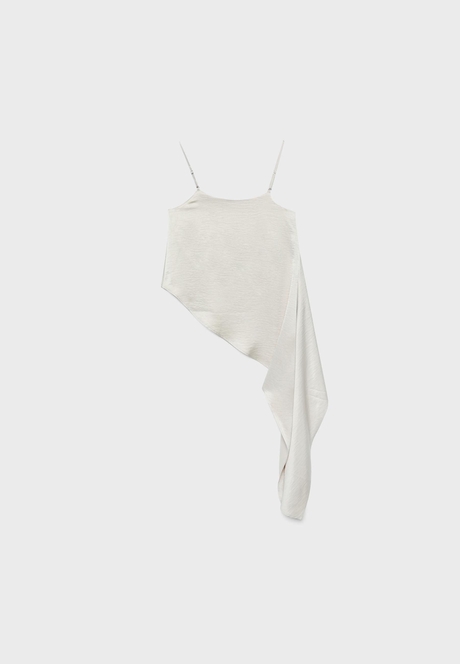 Asymmetric satin top — Stone
